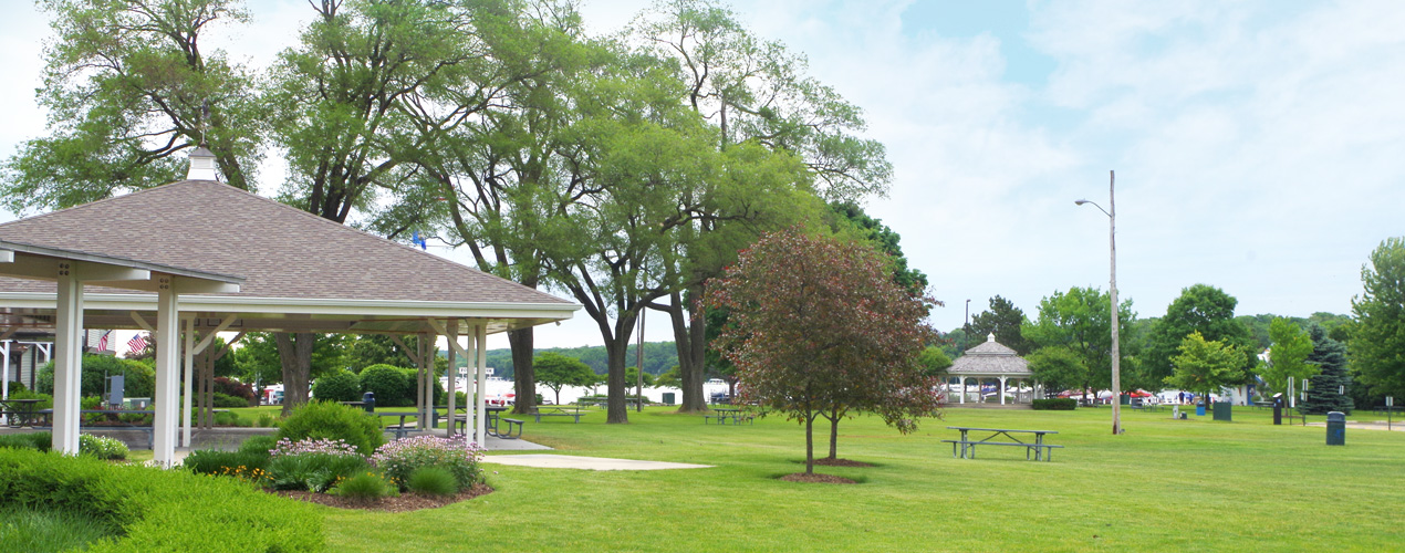 A picture of a gazebo in a park